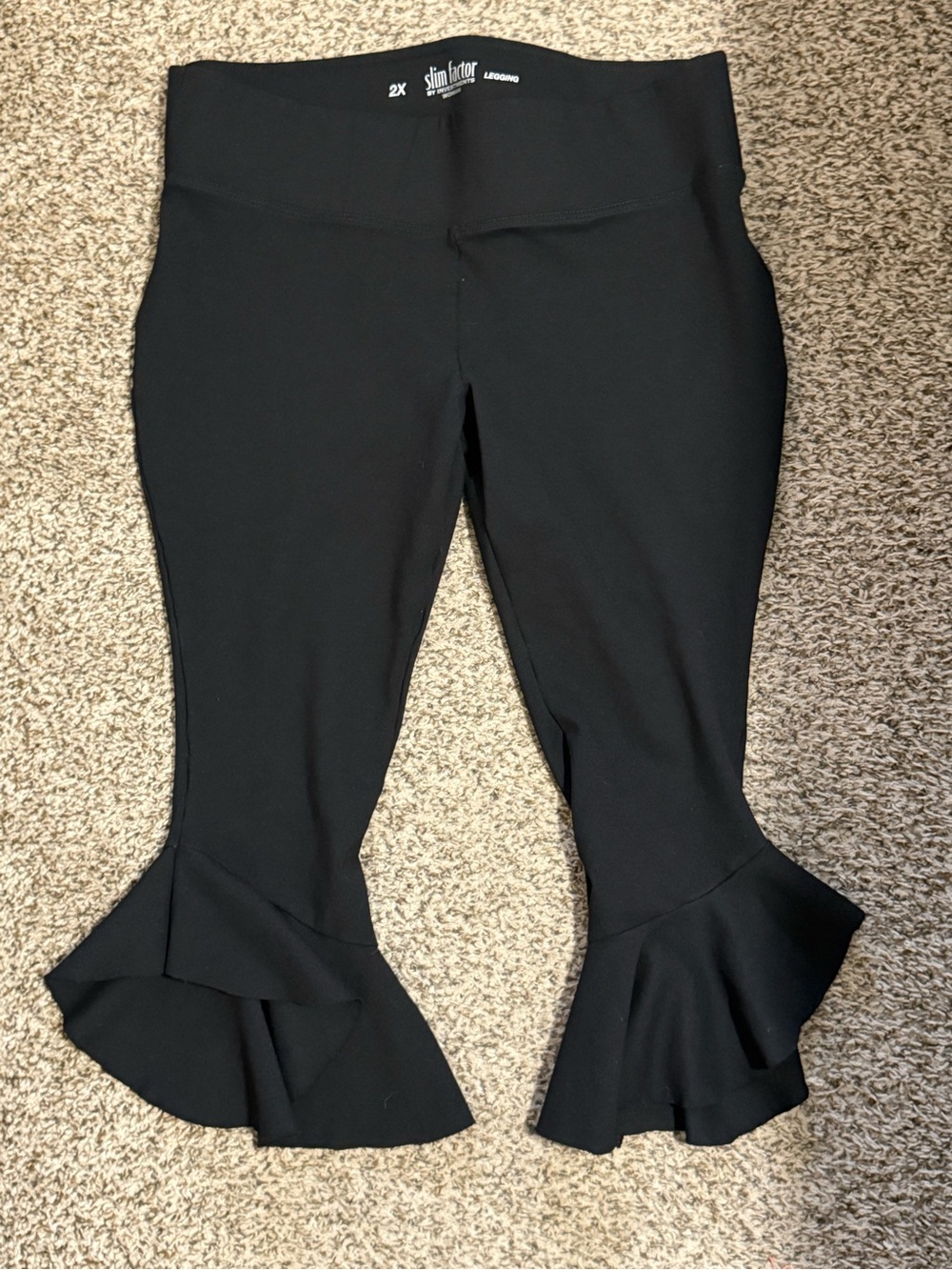 Investments Black Ruffle Hem Cropped Pants